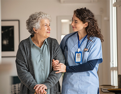 Senior woman with nurse